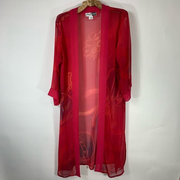 Pink Sheer Swim Coverup Caftan Art To Wear Medium - Picture 1 of 6